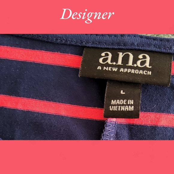 NWT!! Designer A.N.A Casual Striped Midi Dress - Picture 7 of 14